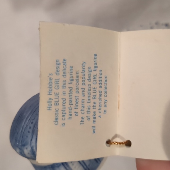 Holly Hobbie Figurine Blue Girl Cat Hand Painted Prairie Tabby Porcelain Vtg 70s - Picture 7 of 14